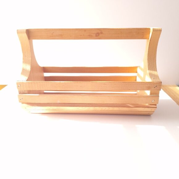 Other - Natural Wooden Crate Basket| Organizer| Storage Caddy| Country Rustic Decor